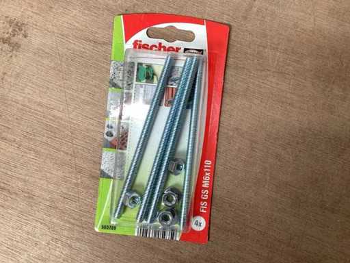 Fischer 503789 Gewindestange mit Mutter, 4er Pack (67x)