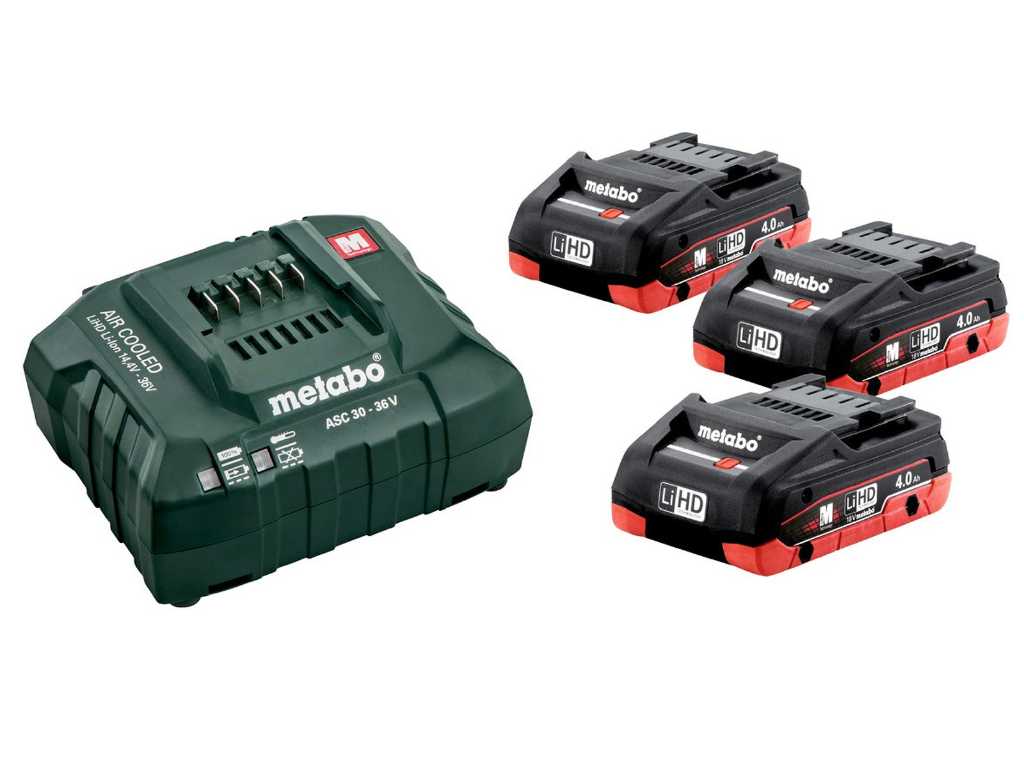 Metabo - LiHD 4.0 Ah et ASC 30 - Kit de base Batteries et chargeur