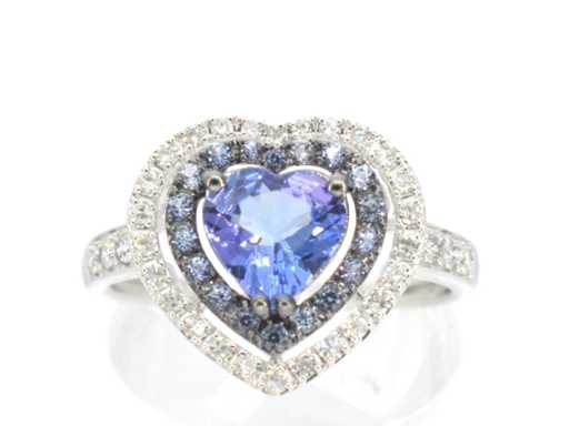 Bague en or blanc avec diamants et tanzanite