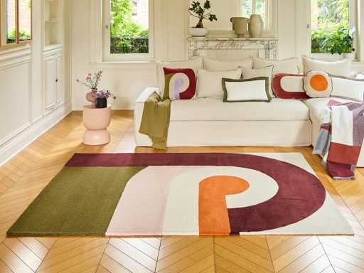 Tufted en terry wollen tapijt - 170 x 240 cm - Brons en bordeaux - Ontwerp door Floriane Jacques