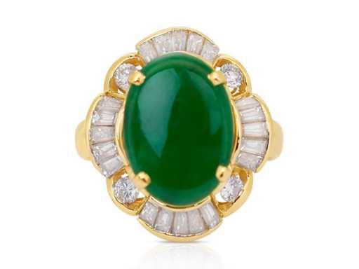 Luxus-Designring Naturgrünjade 4,58 Karat in 18 Karat Weißgold