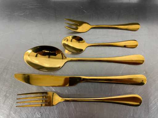 Złote sztućce (noże, widelce, łyżki, widelce do ciasta) (125x)
