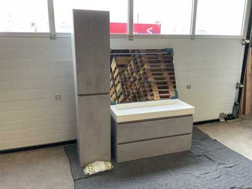 100cm Bathroom Furniture Set with Wall Cabinet