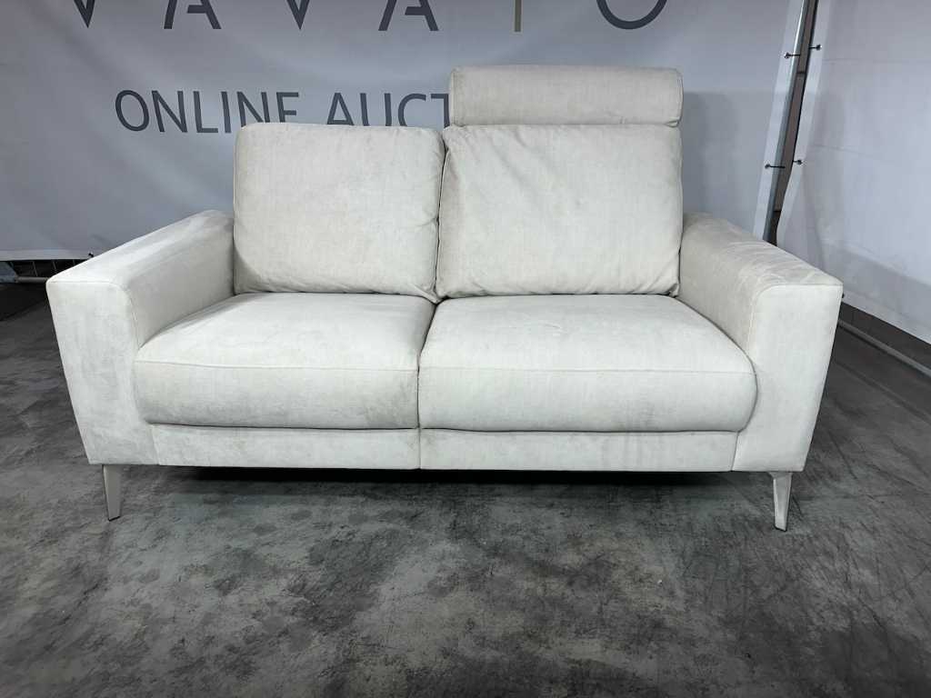 Hjort Knudsen - 2-seater sofa, white fabric, chrome legs