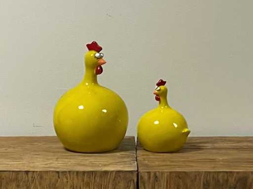 Set van 2 Bolkippen H25cm & H14cm Yellow