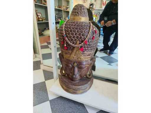 Hand carved and painted woman's head