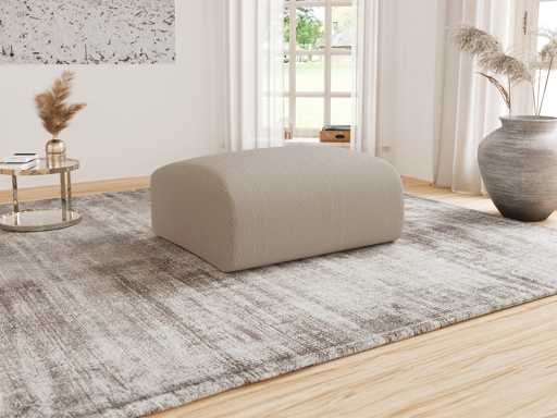 Pouf en velours côtelé fines côtes beige de Maison Céphy
