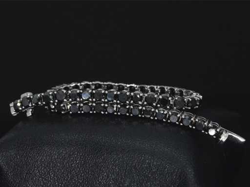 Bracelet en or blanc diamants noirs brillants 16,00 carats