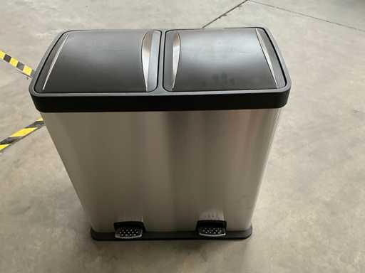 Poubelle en acier inoxydable à 2 compartiments