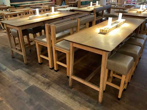 Hutten - Masă de bar cu bancă și 4 scaune de bar (2x)