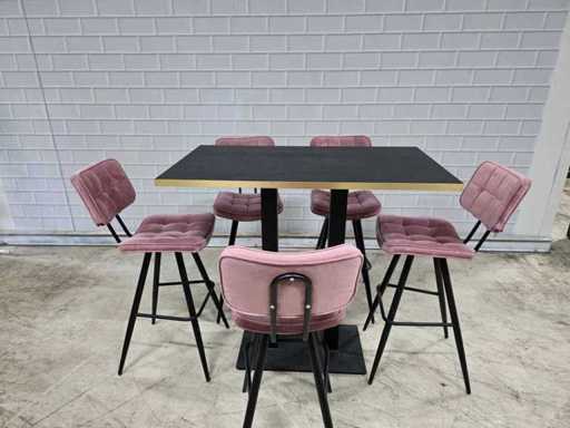 Bartisch-Set bestehend aus 1 Tisch und 5 Hockern