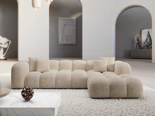 Rechtshoek bank - Cream Velvet