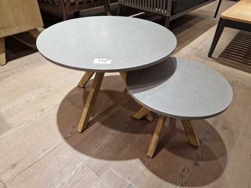 2 x tables rondes Suns Lagos - Plateau en pierre durable