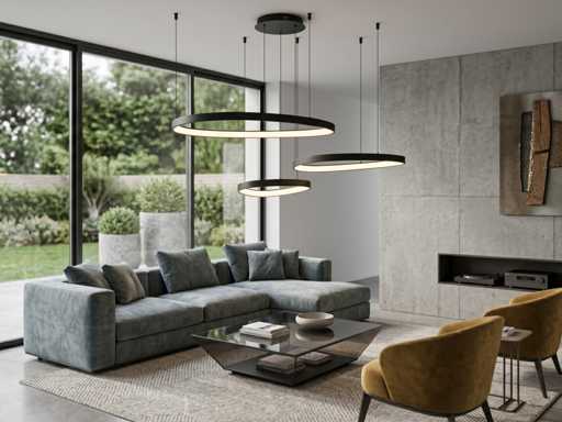Auren Zwart Hanglamp 42cm&62cm&82cm Trio Ring 160W LED 3CCT(1x)
