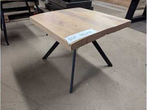 Coffee table pine 49 x 49 x 45cm. Metal base.
