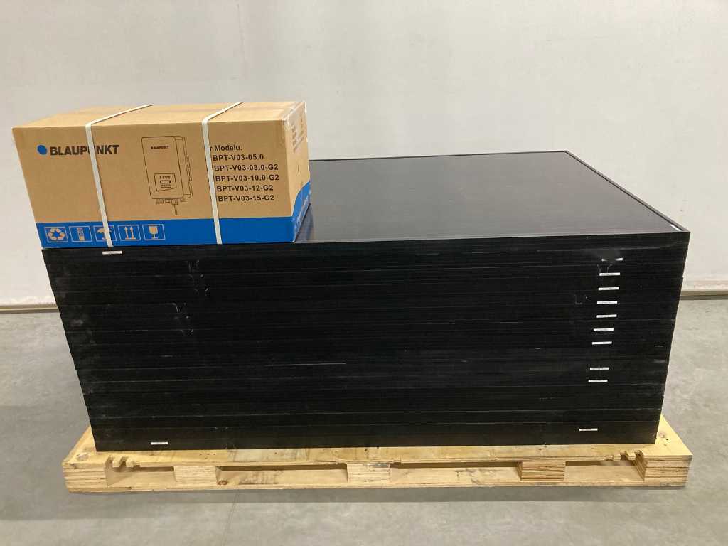 Izen - MP1720330 - set di 18 pannelli solari full black usati e 1 nuovo inverter Blaupunkt BPT-V03-5.0 (trifase)