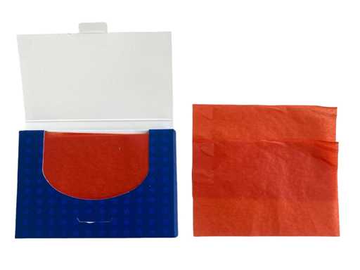*NUOVO* Cartone Rosso da 50 confezioni Carta Viso Lusso, Assorbitore d'Olio, Carta Assorbente, Carta Cosmetica, Aiutante di Bellezza (confezioni da 3000)
