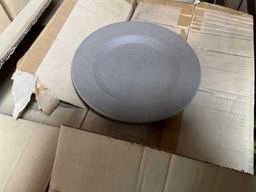 Fair Trade bord mat grijs Piet Hein Eek +/- Ø22cm (96x)