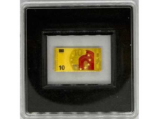 Goud 999 (1/500 oz) – "Euro Bankbiljetten Serie II" 10 euro - Chad 3000 frank CFA Gouden Muntenstang