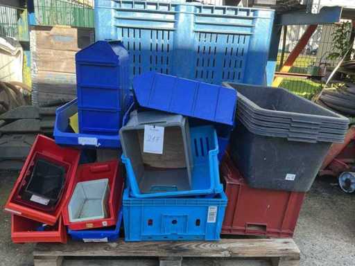 Charge verschiedener Stapelkisten und Werkbänke