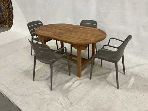 Tuinset 150 cm met 4 stoelen