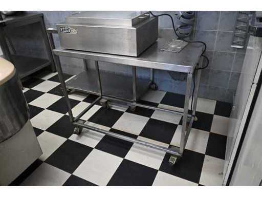 Mobiele RVS werktafel (2x)