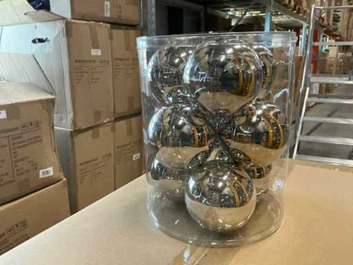 Partij kerstballen unbreakable&seamless D10cm silver-glans 9/tube (42 tubes)