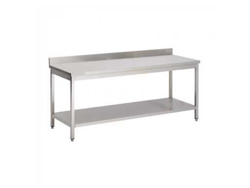 Horeca Material - Stainless Steel Table With Under-Shelf And Backsplash 1600 x 700mm - Work Table