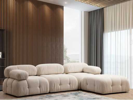 Canapé d'angle modulable tissu Bubble - crème