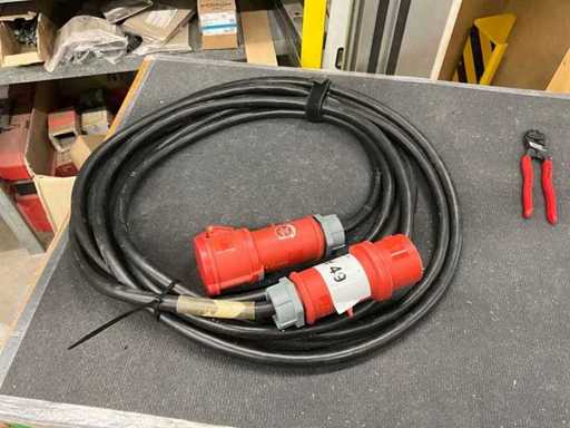 CEE 32 A Kraftstromkabel 10m lang lang H07 RNF 5x6mm2