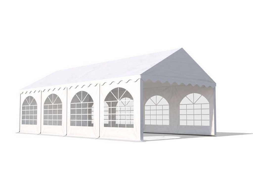 1 x Pvc partytent 4 x 8 m - Wit - Inclusief grondframe