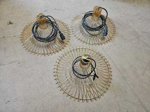 3x Lampe pendante en or métallique
