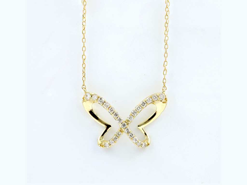 Collier en or jaune 18 carats avec pendentif avec diamants naturels