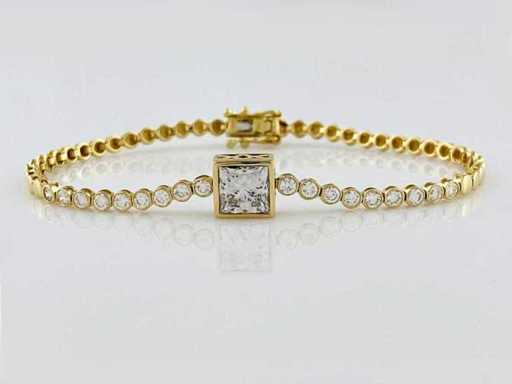 14 KT Yellow Gold Bracelet With  3.0 Cts Lab Grown Diamond