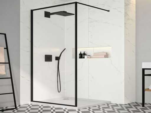 Lavinno - 140 BCF - Walk-in shower with matte black frame