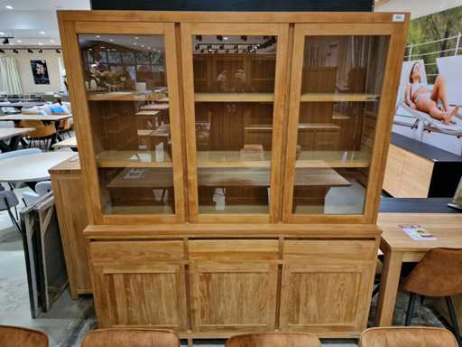 Cabinet d’exposition en teck diamant Comfort 180 x 50 x H210cm 6 portes