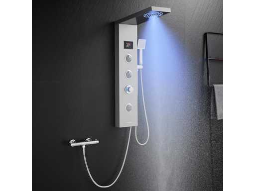 Douchepaneel zonder armatuur, 6-functionele douchepaneel met LED-display