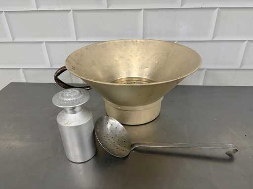 Plateau de service pour frites, étaleuse de sel, cuillère de service