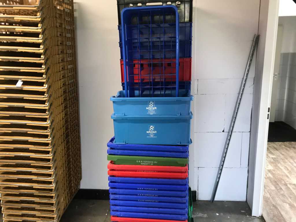 batch of various crates