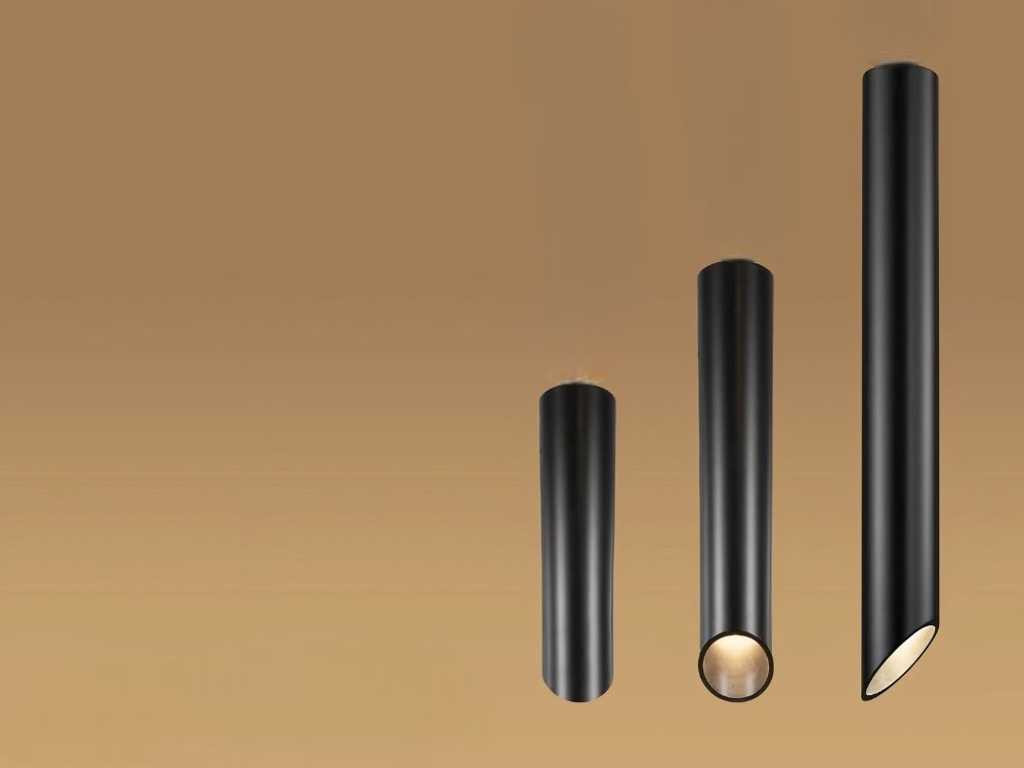 GU10 Opbouw design armatuur cilinder zand zwart 35cm (4x)