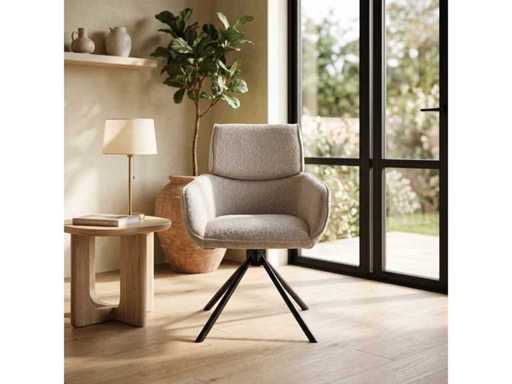 Set of 6 Dining Chair Tub with Armrest Beige