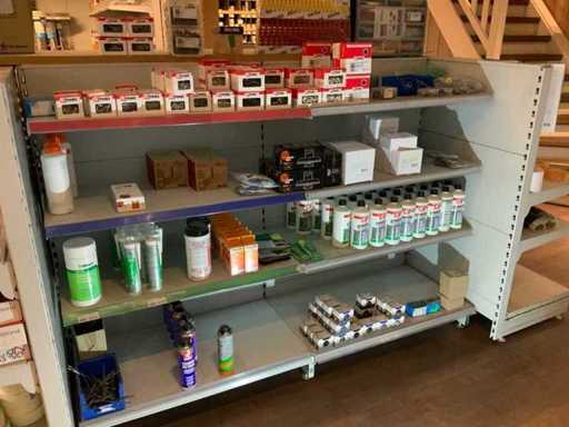 Store rack with various contents