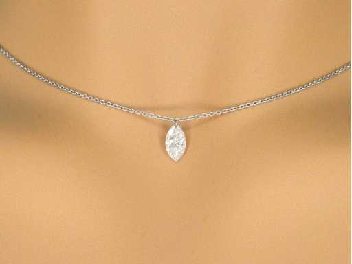 Platinum necklace with marquise cut diamond