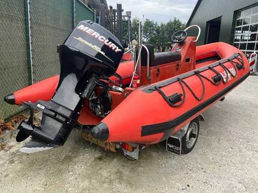 Nervure hors-bord - 250 - Bateau pneumatique avec remorque et moteur Mercury de 60 ch