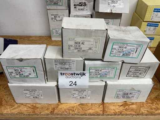 9 Schachteln Edelstahlbolzen