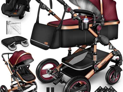 3-in-1 combinatiewagen | Trio voor kinderen | Lichtgewicht, Piable Autostoeltje