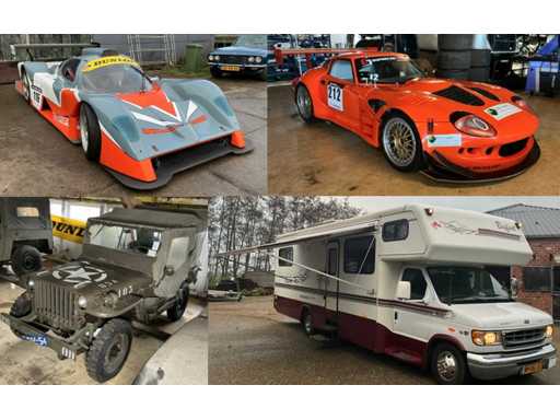 Race cars, vintage cars, campers, trucks, machines and trailers