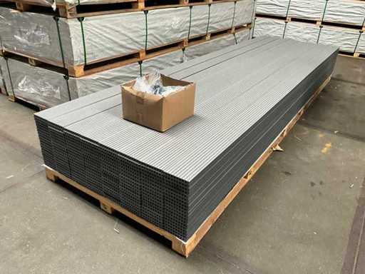 144x Tavola composita da decking board grigio 400x14.5x2.1 cm con clip di montaggio