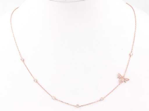 14 KT Pink Gold Necklace With Pendant With Natural Diamonds