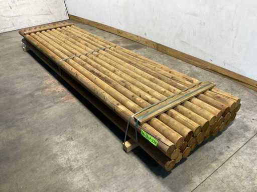 Poteaux en bois tendre rond ø100 mm x 400 cm - marron KDI couronné (30x)